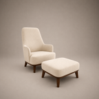 Upholstered Ottoman with Wooden Base