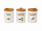 Ceramic Kitchen Canister Set with Bamboo Display Tray
