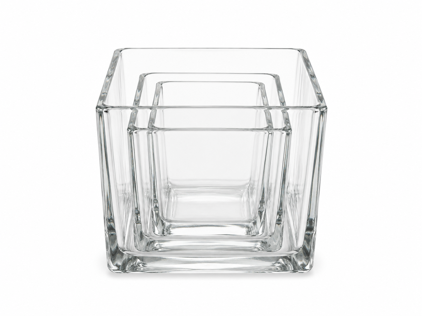 Clear Glass Cube Vase Set
