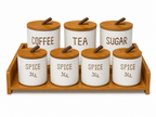Ceramic Kitchen Canister Set with Bamboo Display Tray