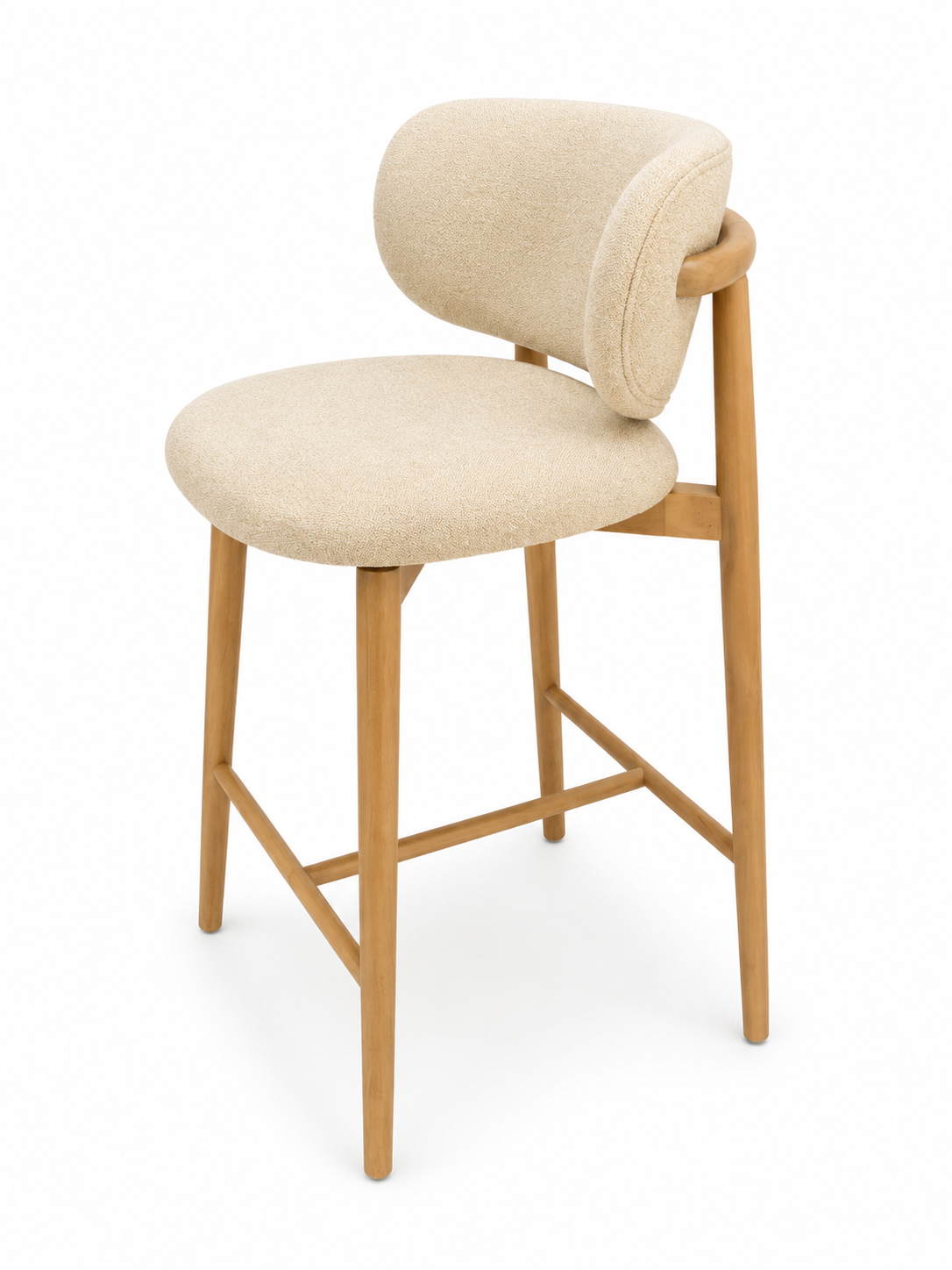 Upholstered Barstool with Metal Support