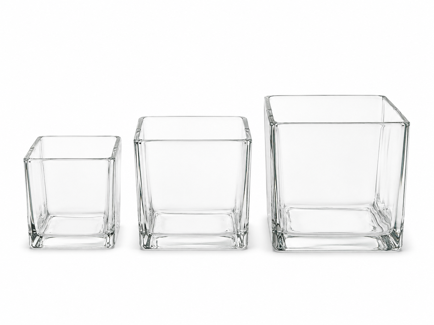 Clear Glass Cube Vase Set