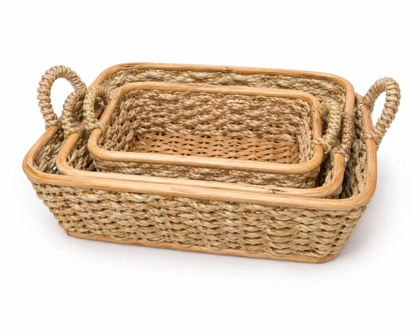 Natural Woven Rectangular Nesting Basket Set