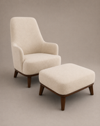Upholstered Ottoman with Wooden Base