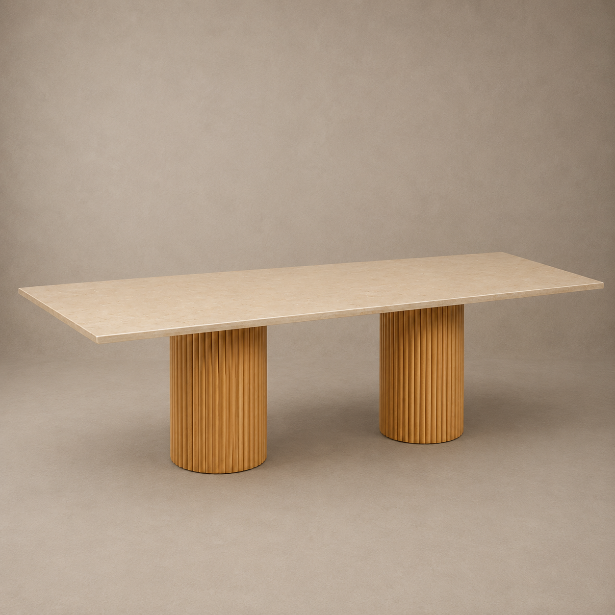 Stone Top Ribbed Base Dining Table