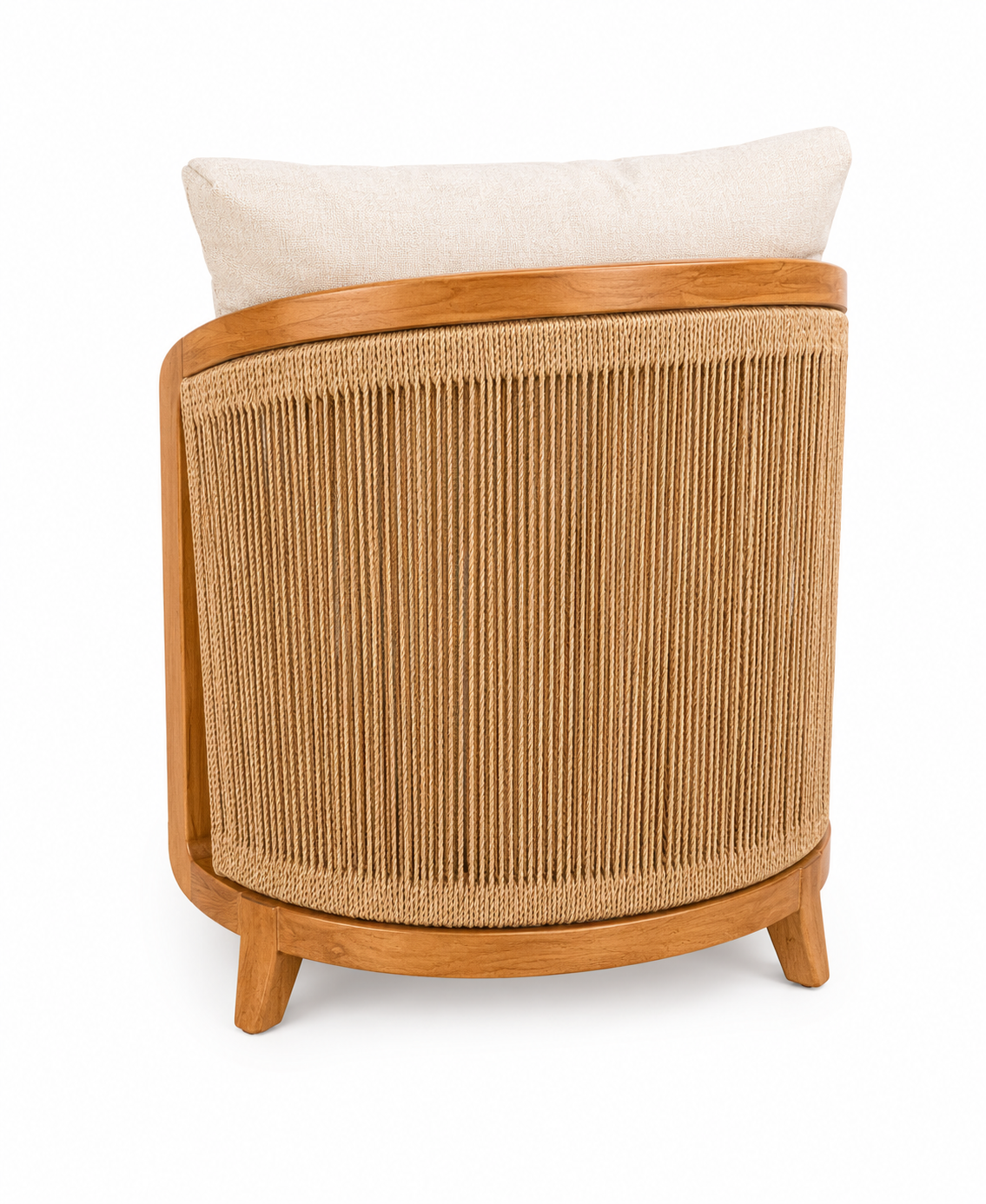 Woven Rope Back Wooden Lounge Chair