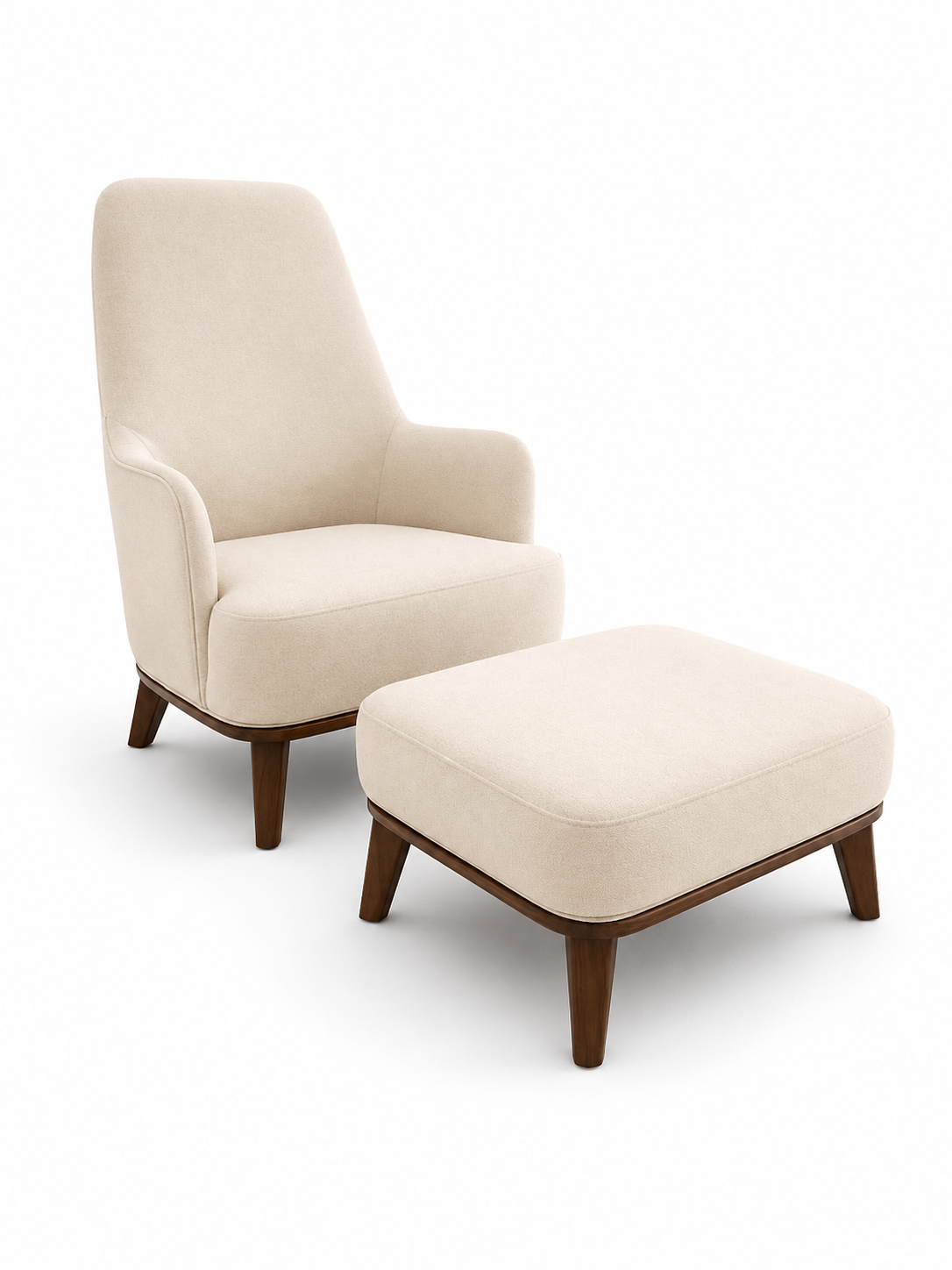 High-Back Accent Chair with Ottoman