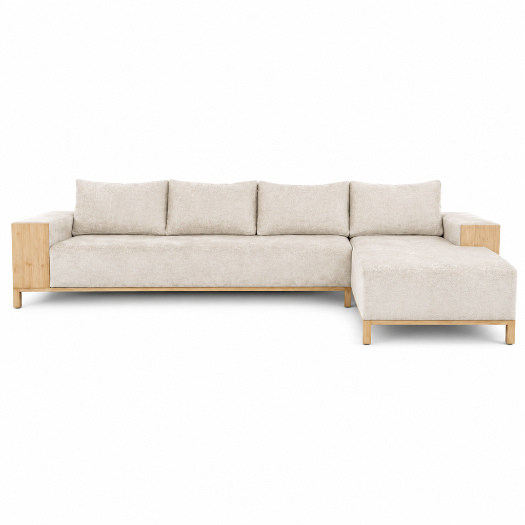 L-Shaped Sofa with Metal Base Support