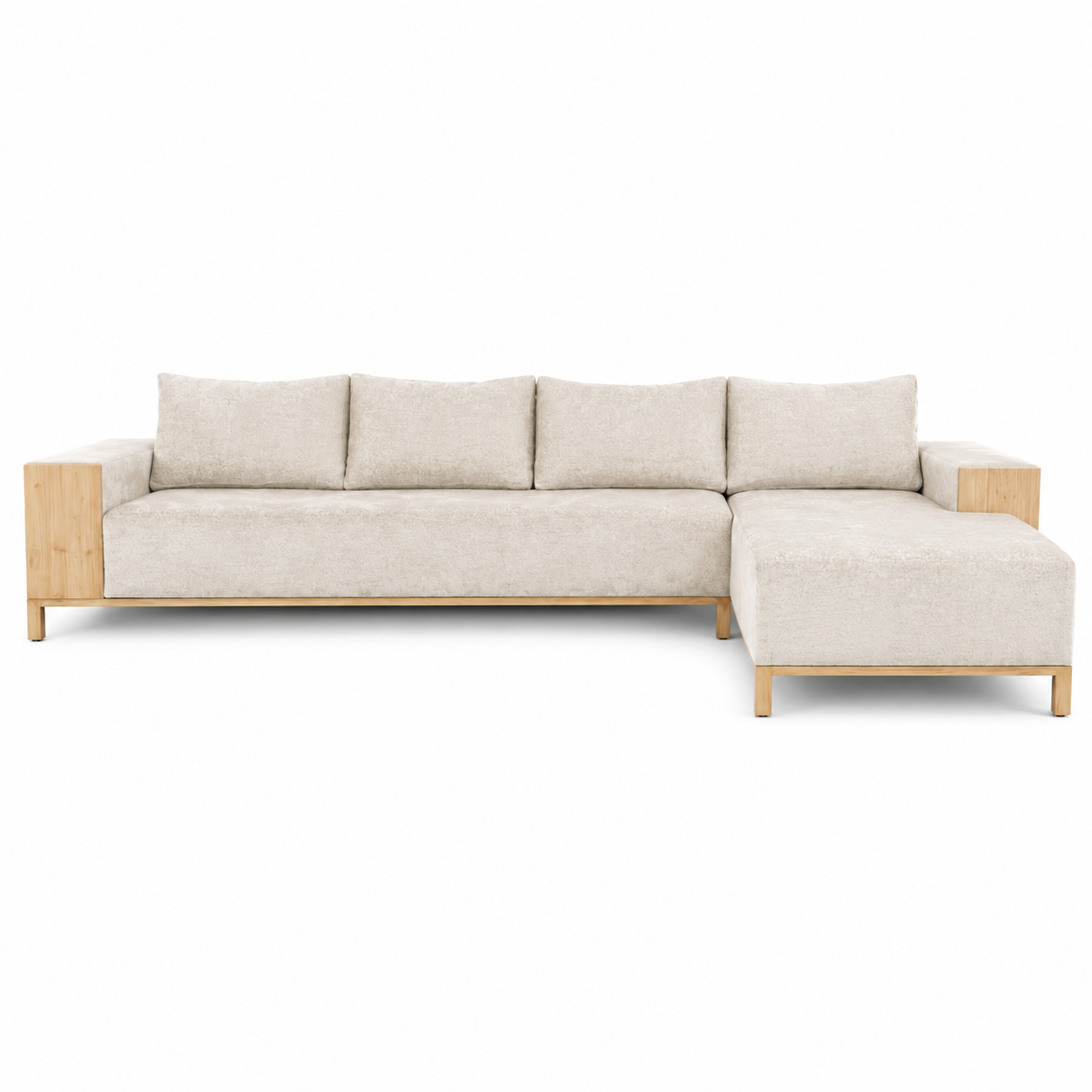 L-Shaped Sofa with Metal Base Support