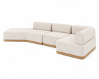 L-Shaped Modular Sofa with Wood Base