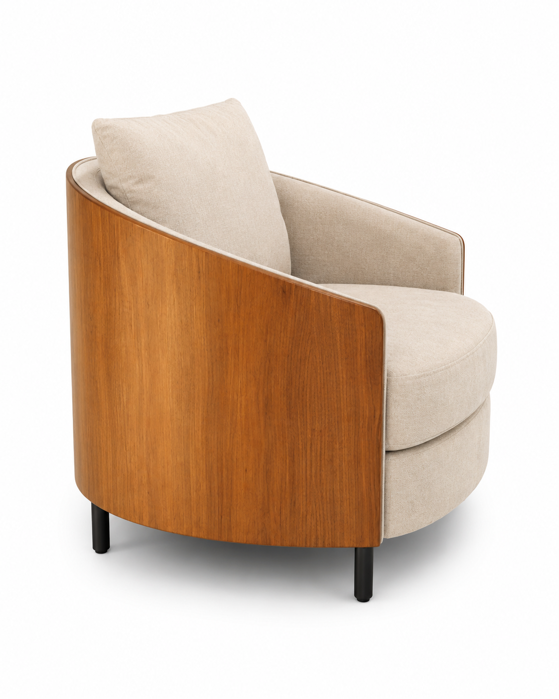 Wood-Clad Upholstered Accent Chair II