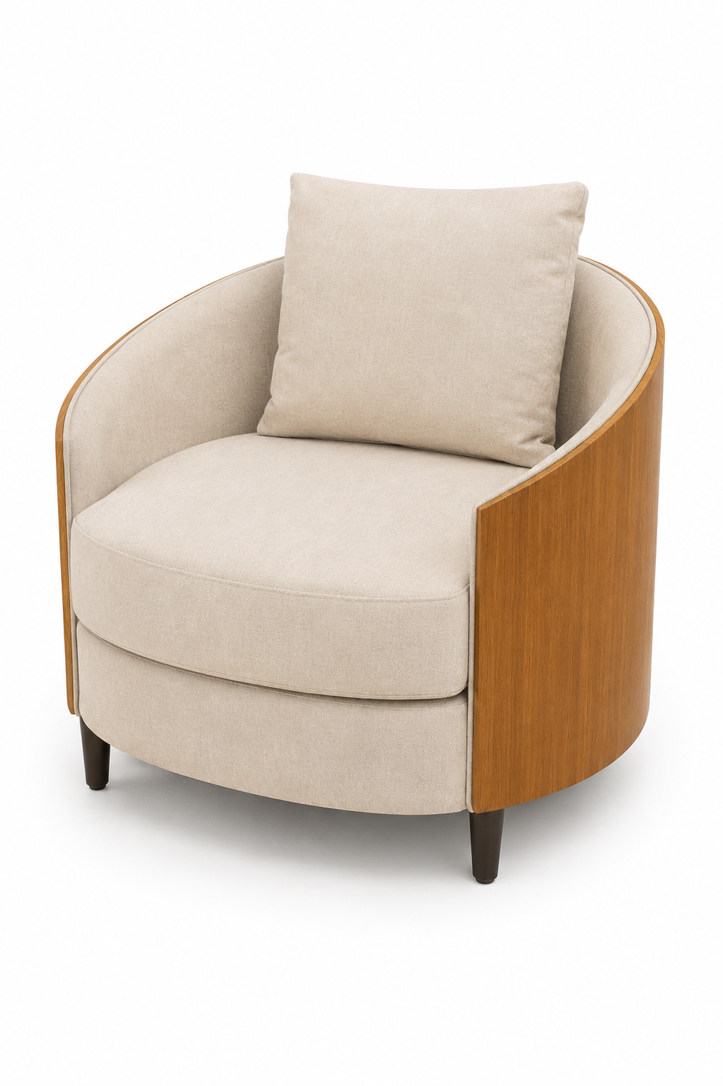 Wood-Clad Upholstered Accent Chair II