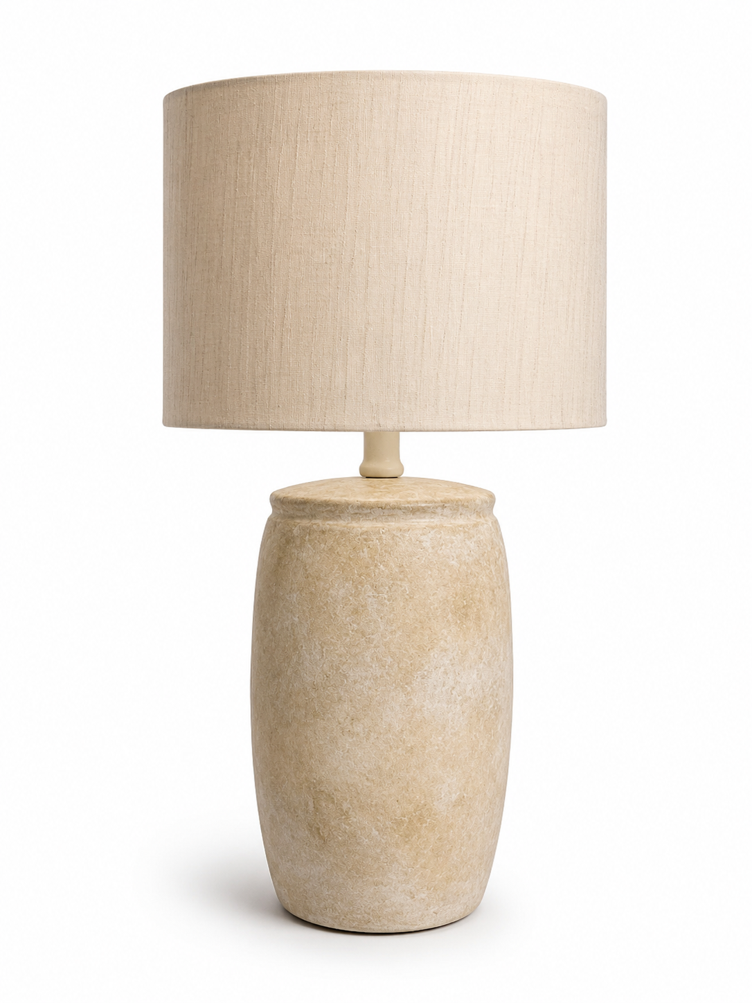 Textured Ceramic Table Lamp with Fabric Drum Shade
